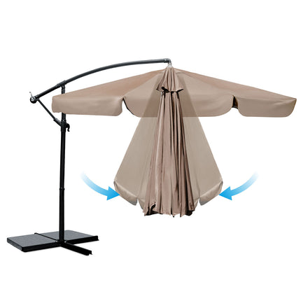 Stor haveparasol 350 cm med justerbar hældning og praktisk opbevaring - perfekt til terrasse, altan og have