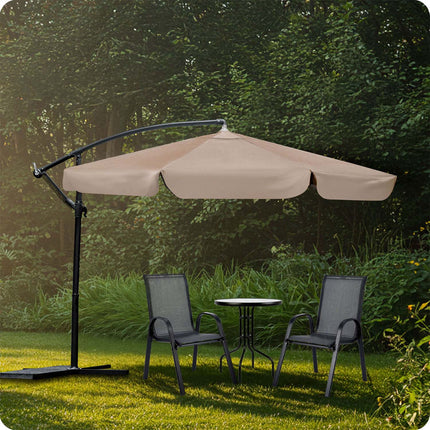 Stor haveparasol 350 cm med justerbar hældning og praktisk opbevaring - perfekt til terrasse, altan og have