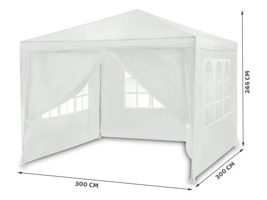 Hvid havepavillon 3x3m - Ideel til fester og udendørs arrangementer