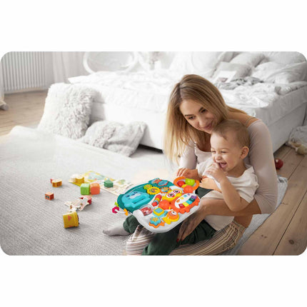 Gåvogn og aktivitetsbord 3-i-1 til baby – hvid og blå