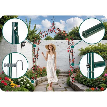 Holdbar havepergola med bue - 265 cm til klatreplanter og dekorationer