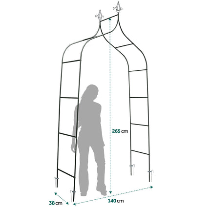 Holdbar havepergola med bue - 265 cm til klatreplanter og dekorationer
