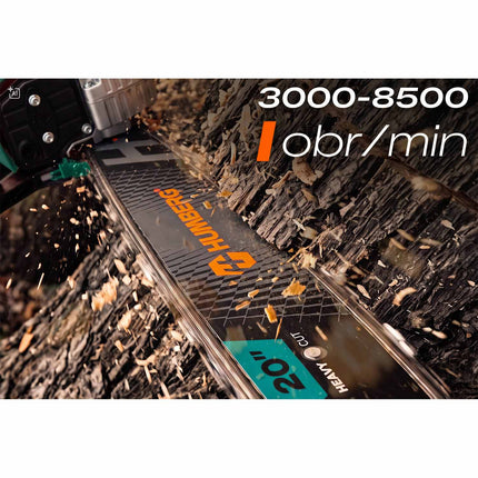 Benzin-motorsav 54,5 cc, 2,3 kW med 2 sværd (16" og 20"), 2 kæder og 2T-olie