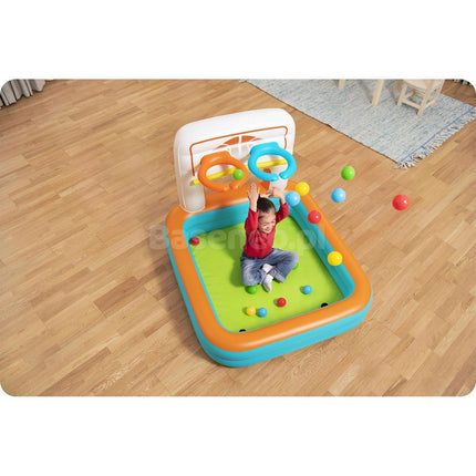 3-i-1 Oppustelig Boldbassin med Basketball og Fodbold til Børn - 120 x 107 x 84 cm