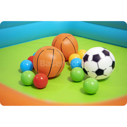3-i-1 Oppustelig Boldbassin med Basketball og Fodbold til Børn - 120 x 107 x 84 cm
