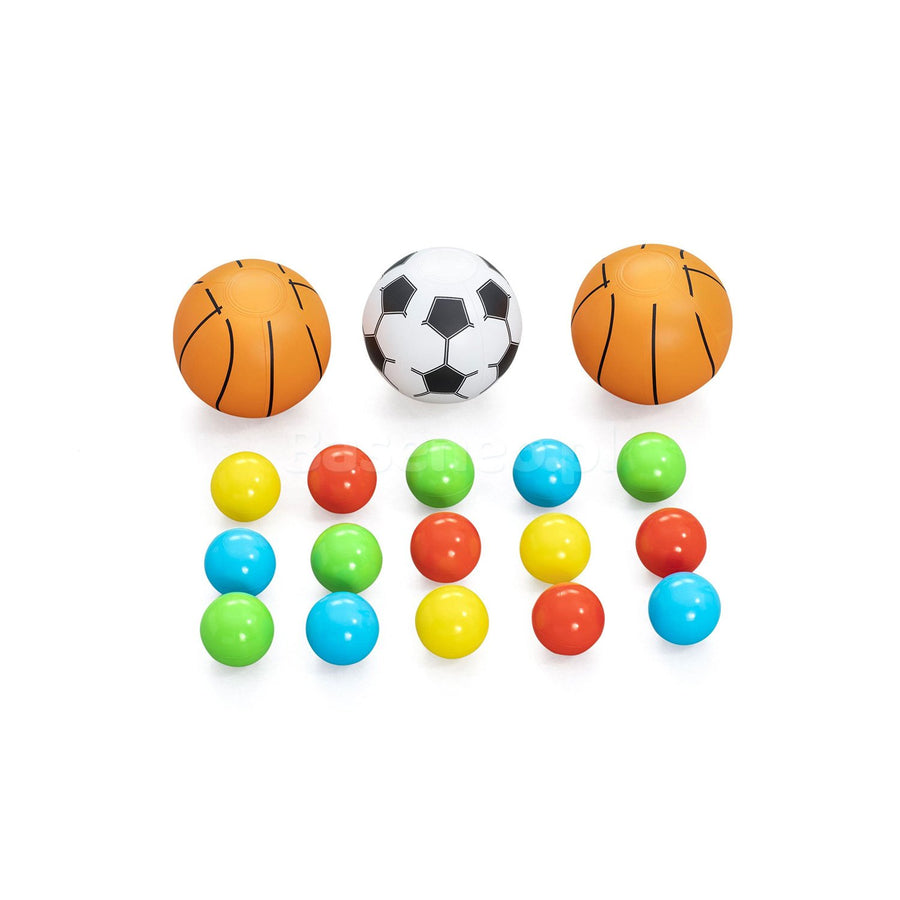 3-i-1 Oppustelig Boldbassin med Basketball og Fodbold til Børn - 120 x 107 x 84 cm