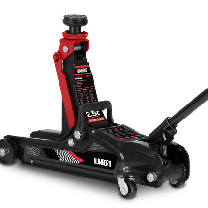 Hydraulisk garagedonkraft 2,5 t – lav profil, løftehøjde 80–360 mm, 2 gummiunderlag og ekstra løftehoved