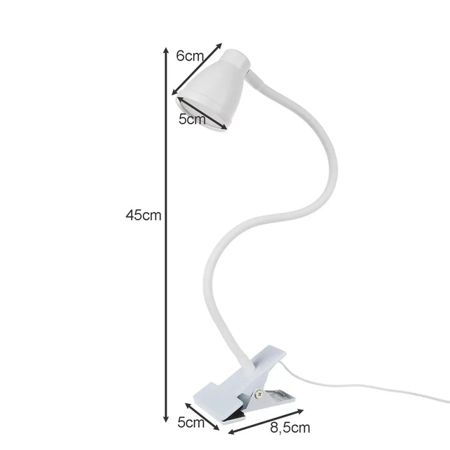 Praktisk Bordlampe med Metal Klemme og Justerbar Lysstyrke