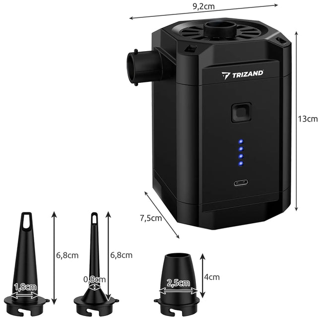 Luftpumpe trådløs 5000 mAh med 3 dyser