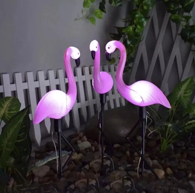 Solcellelamper flamingo 3 stk. til haven
