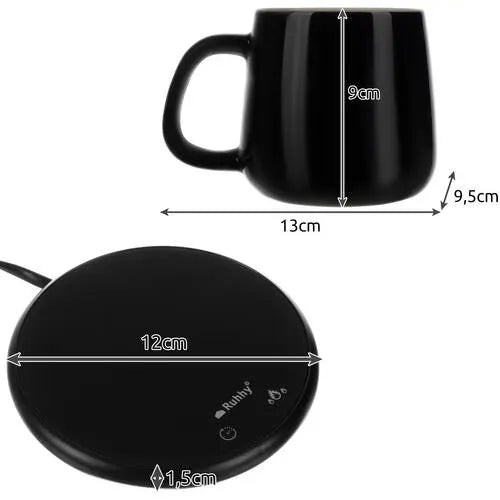 Elegant Kaffe- og Tevarmer med Krus, Ske og Låg – Hold Dine Drikke Varme