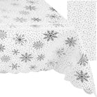 Juledug i Hvid med Snefnug - 260 x 140 cm til Festlige Anledninger