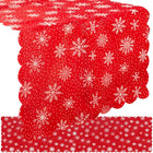 Juledug i Rød med Hvide Snefnug – 150 x 35 cm