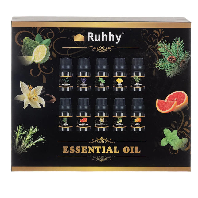 Essential Oils Sæt - 10 forskellige dufte i 15 ml flasker
