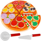 Træ Pizza Sæt med Velcro Skærer og Kniv – Sjovt Legetøj til Børn