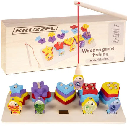 SHAPE SORTER + FISHING GAME – Lær og Leg med Farverige Trælegetøj