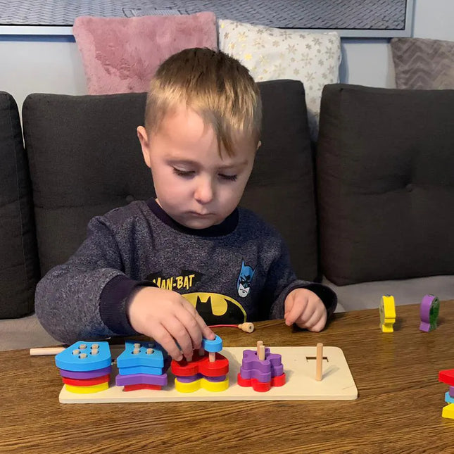 SHAPE SORTER + FISHING GAME – Lær og Leg med Farverige Trælegetøj