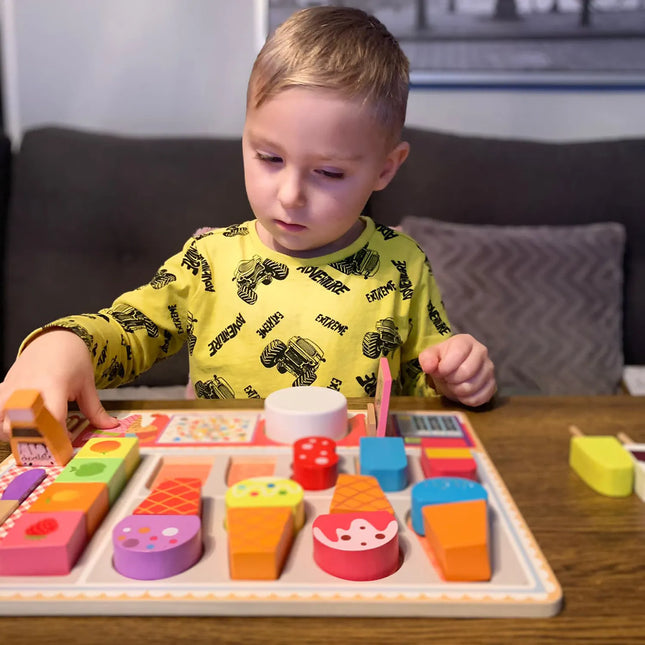 Træ Isbutik til Børn – Sjov og Læring med Farverige Is