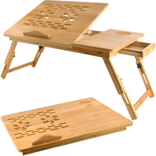 Laptopbord i bambus justerbart med ventilation