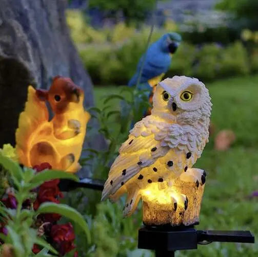 Vandtæt Solcellelampe Ugle med Dusk Sensor – Dekorativ Belysning til Haven