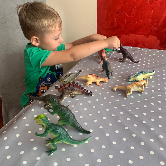 Dinosaur Figurines Sæt - 12 Farverige Dinosaurer til Leg og Læring