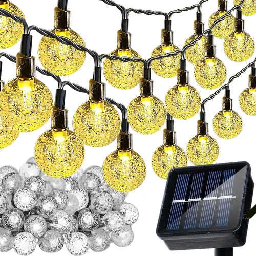 Solcelle LED Lyskæde med Dekorative Kugler – Perfekt til Haven og Terrassen