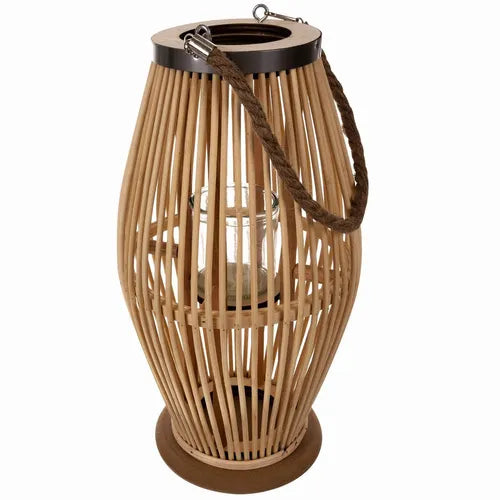 Bambuslanterne 40 cm med glasindsats