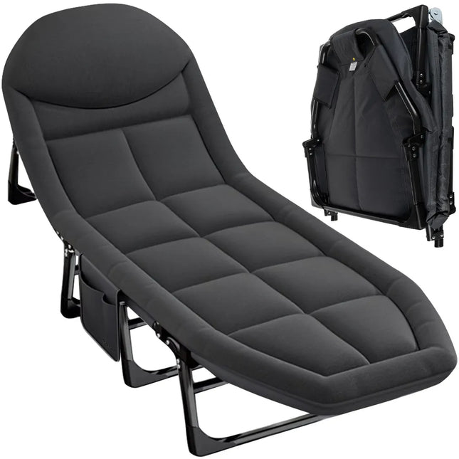 Campingseng foldbar med madras, bærer 150 kg