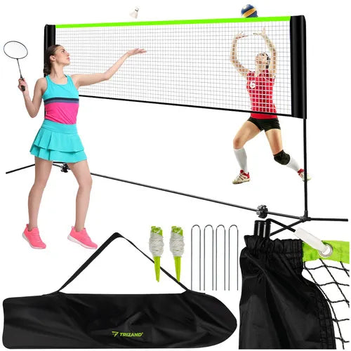 Volleynet justerbart 93-255 cm, 3-i-1 til have