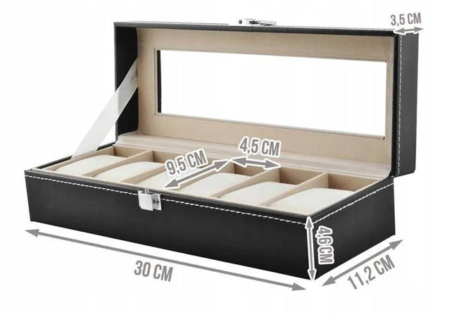 Organizer Box til 6 Ur eller Smykker – Elegant og Praktisk Opbevaring