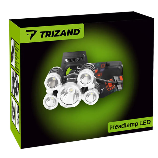 LED Hovedlampe med 5 x Cree T6 – Perfekt til Cykling og Udendørs Aktiviteter