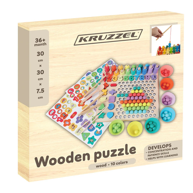 Træ Puslespil med Perler - Sjov og Læring for Børn
