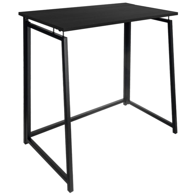 Skrivebord foldbart med sort plade og metalstel, 30 kg