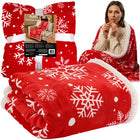 Dobbeltsidet juleplaid 130x170 cm med snefnug