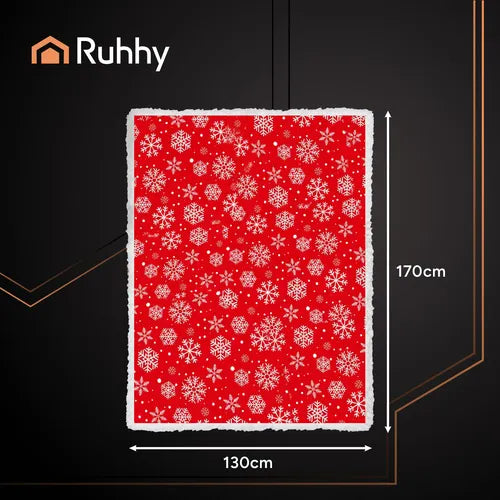 Dobbeltsidet juleplaid 130x170 cm med snefnug