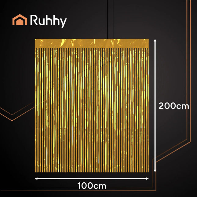 Guld dekorativ gardin 100x200 cm med selvklæbende tape