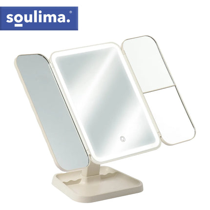 Makeupspejl med LED-lys 3-delt, 3000-7000 K