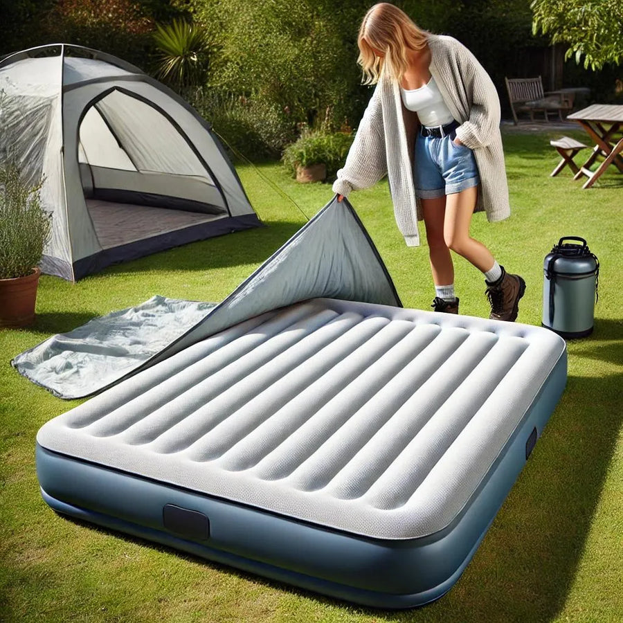 Oppustelig dobbeltmadras med indbygget elektrisk pumpe - 203 x 152 x 30 cm, komfortabel og holdbar til hele familien
