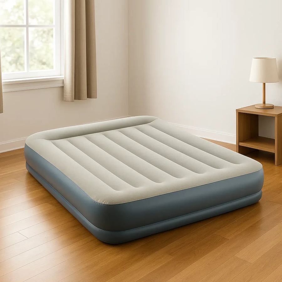 Oppustelig dobbeltmadras med indbygget elektrisk pumpe - 203 x 152 x 30 cm, komfortabel og holdbar til hele familien