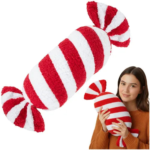 Sød julesmykke - Candy pude i rød og hvid