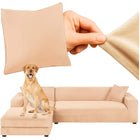 Beige sofa cover i elastisk velour til hjørnesofaer
