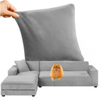 Elegant sofa cover i mørkegrå med høj elasticitet