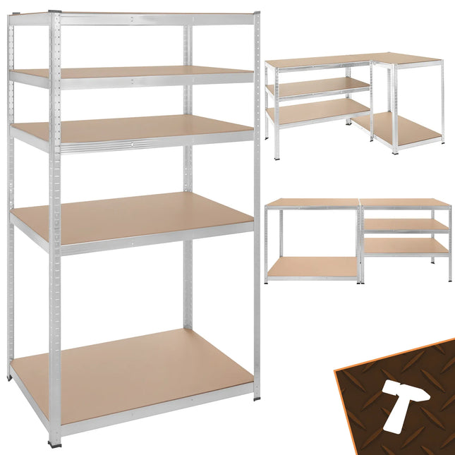 Stålreol 5 hylder 180x100x60 cm – bærer 1000 kg
