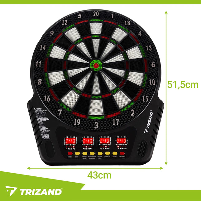 Dartskive elektronisk med 27 spil og 6 darts