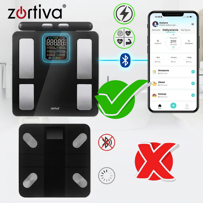 Kropsanalysevægt med Bluetooth og 8 elektroder