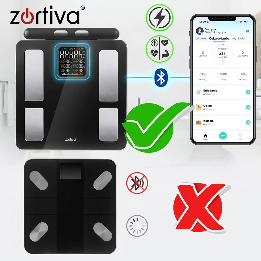 Kropsanalysevægt med Bluetooth og 8 elektroder