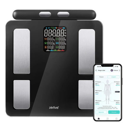 Kropsanalysevægt med Bluetooth og 8 elektroder