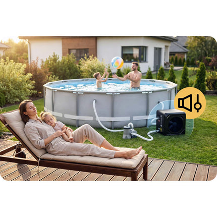 Varmepumpe til pool 5 kW med Bluetooth-styring og LCD-display – COP 5,17, 48 dB