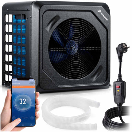 Varmepumpe til pool 5 kW med Bluetooth-styring og LCD-display – COP 5,17, 48 dB