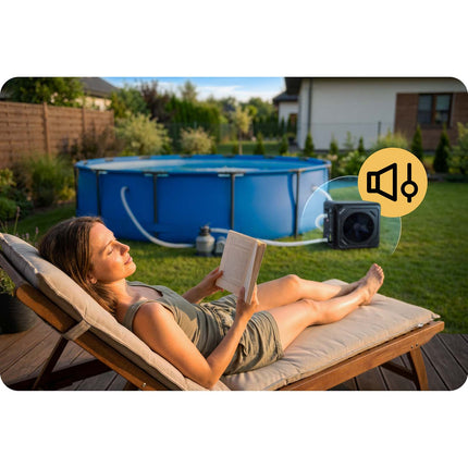 Varmepumpe til pool 5 kW med Bluetooth-styring og LCD-display – COP 5,17, 48 dB